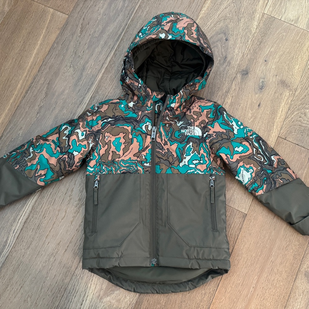 The North Face Kids' Patterned Raincoat - Teal and Brown